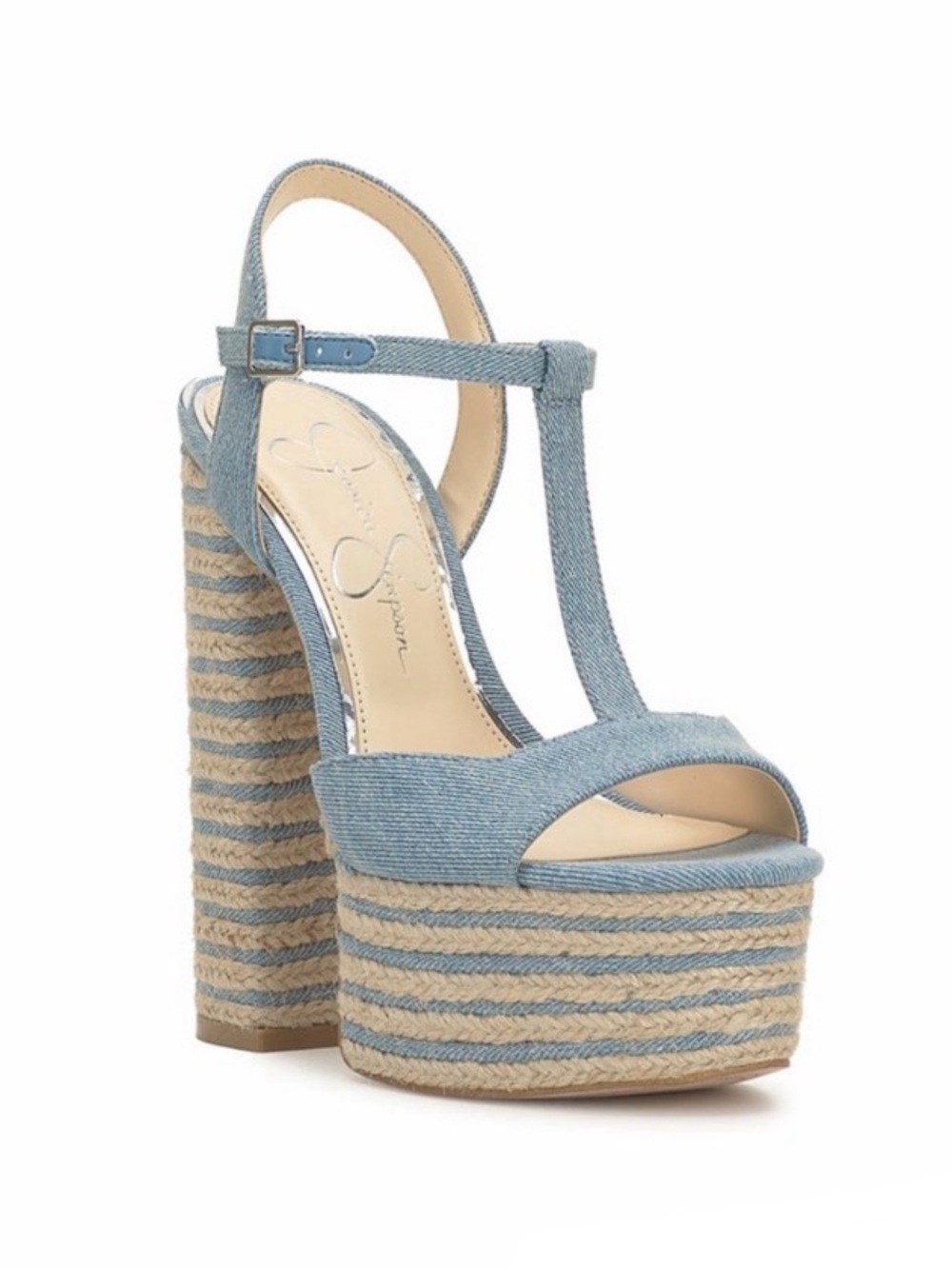 Jessica Simpson Blue Denim Ameeka Platform Sandal High Heel Shoe Size 10 NEW